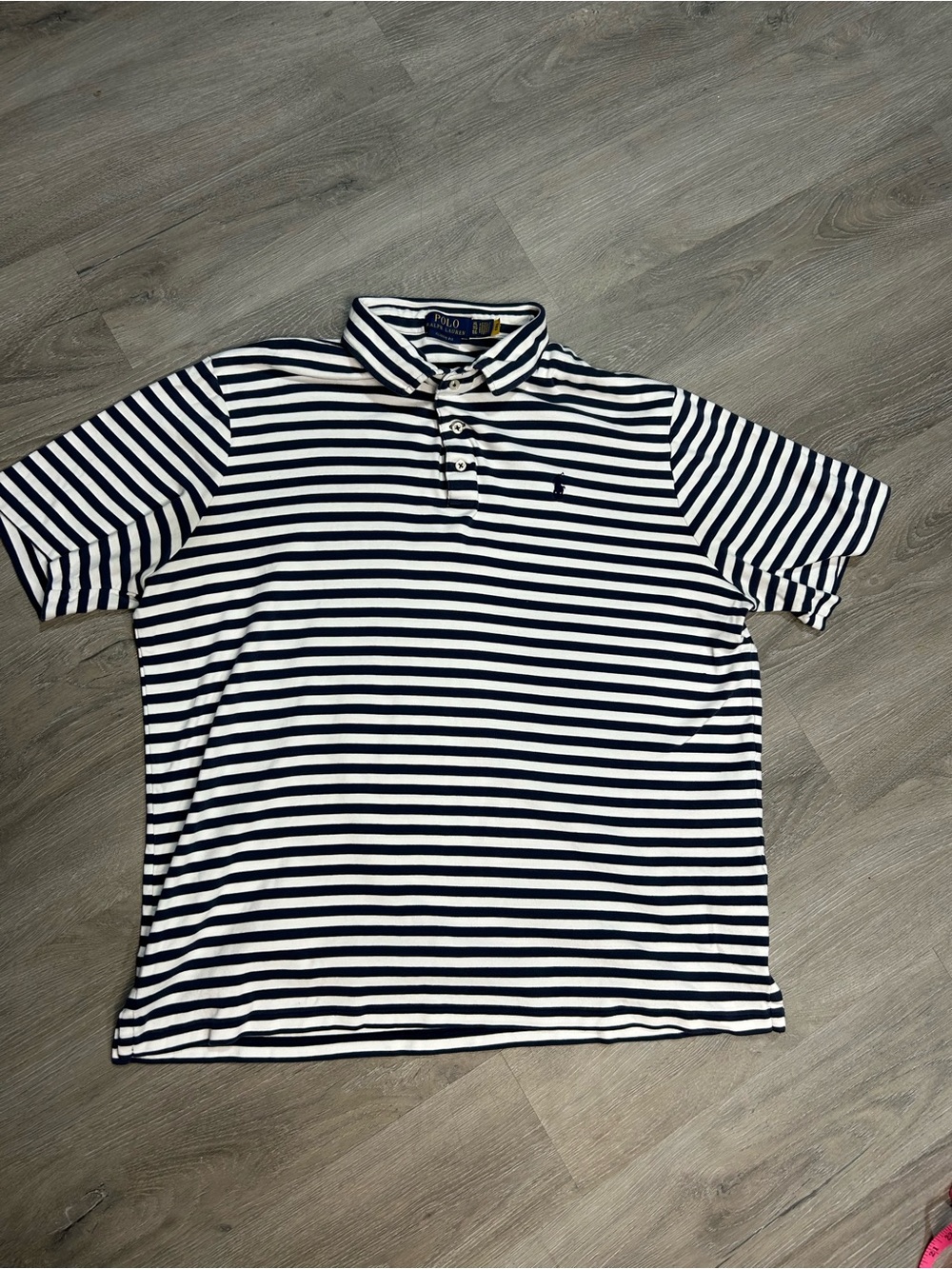 Polo Ralph Lauren navy and white striped with black pony Size XL